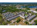 Aerial view of a residential community with various buildings and a pool at 3469 Desert Trunk Ct, Tampa, FL 33614