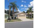 One-story house with a two-car garage and palm trees at 8049 Sanguinelli Rd, Land O Lakes, FL 34637