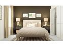 Cozy bedroom with a full bed and a dark brown accent wall at 8874 Gallantree Pl, Land O Lakes, FL 34637