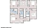 Second floor plan featuring multiple bedrooms, bathrooms, and a loft area at 2437 Orange Harvest Pl, Seffner, FL 33584