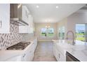 Modern kitchen with stainless steel appliances and a farmhouse sink at 17721 Roost Pl, Lakewood Ranch, FL 34211