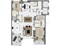 Detailed floor plan showcasing the layout of a home with an owner suite, guest bedroom, kitchen, and living spaces at 2910 W Barcelona St # 2102, Tampa, FL 33629