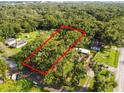 Overgrown lot ready for new construction, surrounded by established homes at 7207 Westinghouse Ave, Tampa, FL 33619