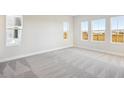 Bright bedroom with gray carpet, three large windows, and white walls at 10324 Longmeadow Ave, Parrish, FL 34219