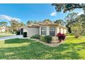 One-story house with a well-manicured lawn and mature trees at 11416 Billingham Blvd, Spring Hill, FL 34609