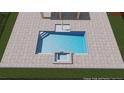 An artist rendering of a pool and spa design with a paver patio, surrounded by green space at 33346 Kateland Dr, Wesley Chapel, FL 33545