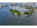 Aerial view of a marina, park, and waterfront area at 707 S Gulfstream Ave # 602, Sarasota, FL 34236