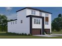 Modern two-story home with dark brown garage doors and a metal railing at 2221 S Occident St, Tampa, FL 33629