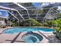 Inviting screened pool and spa area with lush landscaping at 4008 Greenmark Ln, Valrico, FL 33596