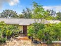 Ranch style home with brick driveway, lush landscaping, and a spacious front yard at 4300 41St N St, St Petersburg, FL 33714