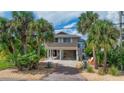 Elevated coastal home with palm trees, offering a unique waterfront setting at 4031 Eagle Nest Dr, Hernando Beach, FL 34607