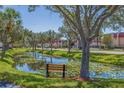 Scenic pond with bench, surrounded by trees and landscaping at 6499 99Th N Way # 18B, St Petersburg, FL 33708