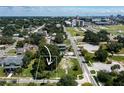 Aerial shot highlighting a vacant lot with surrounding homes and neighborhood streets at 2203 Glenwood, Tampa, FL 33602