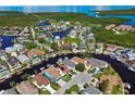 Aerial view of waterfront homes and canals in a residential area at 6241 Bayside Dr, New Port Richey, FL 34652