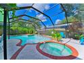 Enclosed pool and spa with a covered patio at 2011 Green Juniper Ln, Brandon, FL 33511