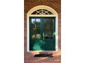 Elegant dark green double front door with glass panels at 29731 Chapel Park Dr, Wesley Chapel, FL 33543