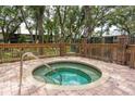 Community hot tub with brick patio and surrounding trees at 1500 Mahogany Ln # 605, Palm Harbor, FL 34683