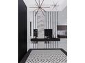 Elegant entryway with marble accent wall and geometric tile floor at 1076 Snell Isle Ne Blvd, St Petersburg, FL 33704