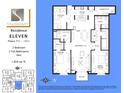Residence ELEVEN floor plan featuring two bedrooms, two bathrooms, a den, and a balcony at 628 Cleveland St # 1211, Clearwater, FL 33755
