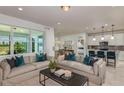 Open living space with comfortable sofas and large windows at 6659 Michael Favor Way, Wesley Chapel, FL 33545