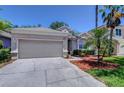 Charming one-story home featuring a well-manicured lawn, mature trees, and an attached two-car garage at 15501 Pepper Pine Ct, Land O Lakes, FL 34638