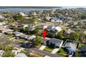 An aerial view showcasing the home's location in a waterfront neighborhood at 5419 Denver Ne St, St Petersburg, FL 33703