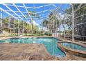 Relaxing pool and spa area with a screened enclosure at 13811 Shady Shores Dr, Tampa, FL 33613