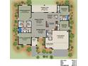 One-story floor plan showcasing 3 bedrooms, 2 baths, Gathering room, kitchen, and 2-car garage at 411 Seasons Dr, Punta Gorda, FL 33983