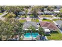 Aerial view of home, pool, and surrounding neighborhood at 4105 W Carmen St, Tampa, FL 33609