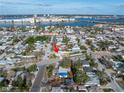 Wide aerial view of home and neighborhood at 7951 Gulf Blvd, St Pete Beach, FL 33706