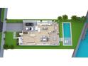 Aerial view showing home layout, pool, dock, and multiple bedrooms/bathrooms at 2610 S Dundee St, Tampa, FL 33629