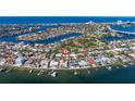 Aerial view showing home's location in a waterfront community at 2962 E Vina Del Mar Blvd, St Pete Beach, FL 33706