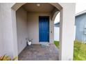 Front entrance with blue door and brick walkway at 11834 Brighton Knoll Loop, Riverview, FL 33579