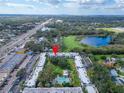 Aerial view of condo complex near a lake and major road at 107 Caldwell Dr # 291, Brandon, FL 33510