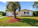 House exterior with palm tree and well-manicured lawn at 3221 Sanford Dr, Holiday, FL 34691