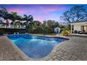 Inviting kidney-shaped pool with brick patio and lush landscaping at 105 Estado Ne Way, St Petersburg, FL 33704