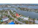Waterfront property view from above showcasing canal access at 30 Dolphin Dr, Treasure Island, FL 33706
