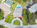 Overhead view showcasing the property with a pool and lush landscaping at 4659 Helena Ne St, St Petersburg, FL 33703