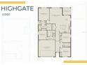 Highgate floorplan featuring owner's suite, gathering room, two car garage, and kitchen at 2327 Candlebrook Path, North Port, FL 34289