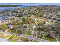 Aerial view showing the property's location in a residential neighborhood near the water at 1649 N Dakota Ne Ave, St Petersburg, FL 33703