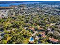 Aerial view of community with homes, pool, and lush greenery at 2182 Clover Hill Rd, Palm Harbor, FL 34683