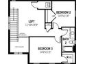 Second floor plan featuring two bedrooms, a full bath, and a loft area at 31272 Pendleton Landing Cir, Wesley Chapel, FL 33545