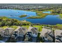 Aerial view of houses near a lake with conservation area at 12609 Pensacola Ct, Riverview, FL 33579
