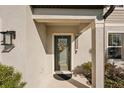 Inviting front entry with a modern door and wreath at 8614 Mercator Ct, Parrish, FL 34219