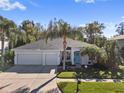 Aerial view showcasing the house, landscaping, and driveway at 21434 Preservation Dr, Land O Lakes, FL 34638