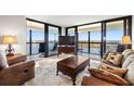 Living room with water views and comfortable seating at 9415 Blind Pass Rd # 601, St Pete Beach, FL 33706