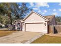 Pink stucco house with a two-car garage and a fenced yard at 1202 Sawdust Ct, Valrico, FL 33596