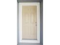 Beige front door with white trim at 2537 Martha Ln, Land O Lakes, FL 34639