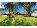 Landscaped front yard with lush grass and palm trees at 5857 25Th S St, St Petersburg, FL 33712