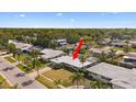 Aerial view showing the single story home layout and location at 1388 S Hercules Ave, Clearwater, FL 33764